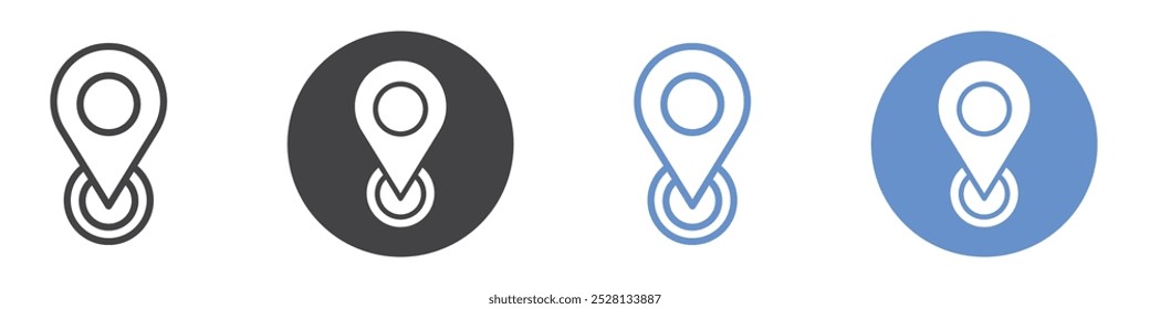 Icono ubicado Arte plano en blanco y negro aislado