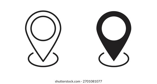 Located icon outline concept symbol with editable stroke on white