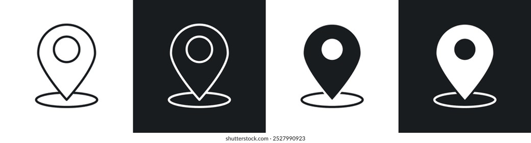Located icon vector icon set black filled and outlined style.