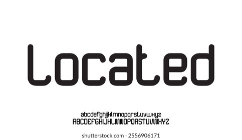 Located, modern abstract digital tech font. Logo creative font, type, technology, movie, digital, music, movie. Font and illustration in vector format.
