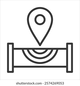 Locating Pipe Icon Vector Illustration Outline