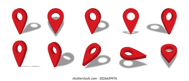 Location 3d icon illustration with different views and angles