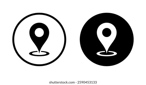 Location, address icon on black circle. Address, map pin sign symbol