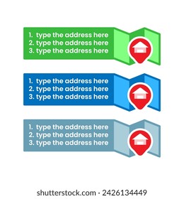 location or address list bar template concept illustration flat design vector. simple modern graphic element ui, infographic, icon