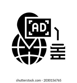 location advertising glyph icon vector. location advertising sign. isolated contour symbol black illustration