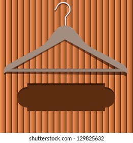 Location for the advertising text under clothes hanger. Vector illustration.