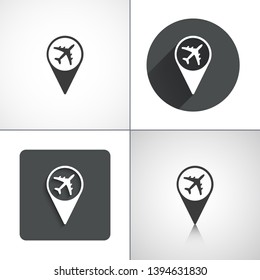 Location airplane icon. Set elements for design. Vector illustration.