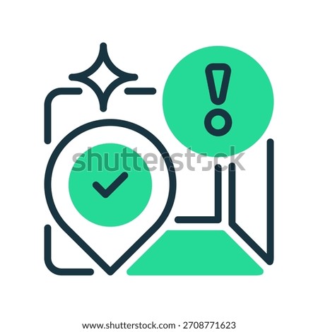 Location Alert Line Icon, Outline Symbol for Warning, Safety Notification, Risk Area, Emergency Pinpoint, and Caution Mark. Vector Sign Icon.