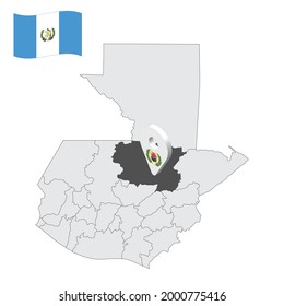 Location of  Alta Verapaz on map Guatemala. 3d location sign similar to the flag of Alta Verapaz. Quality map  with  provinces of  Guatemala for your design. EPS10