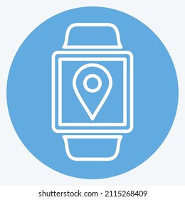 Location App Icon in trendy blue eyes style isolated on soft blue background