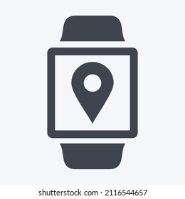 Location App Icon in trendy glyph style isolated on soft blue background