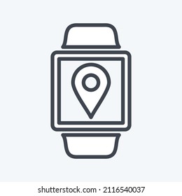 Location App Icon in trendy line style isolated on soft blue background