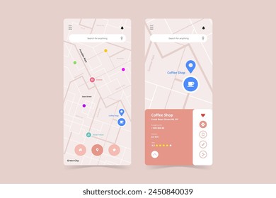 Location app interface template smartphone vector design in eps 10