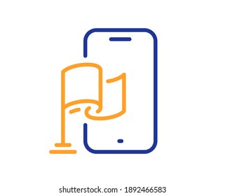 Icono de línea de aplicación de ubicación. Signo de destino de objetivo. Símbolo del puntero de marca. Elemento de diseño de calidad. Icono de aplicación de ubicación de estilo de línea. Trazo editable. Vector