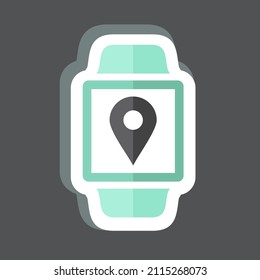 Location-App-Aufkleber einzeln auf schwarzem Hintergrund