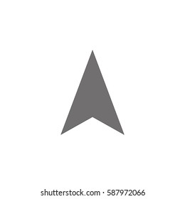 Location arrow line icon, outline vector logo illustration. Navigation arrow on white background. Gray icon