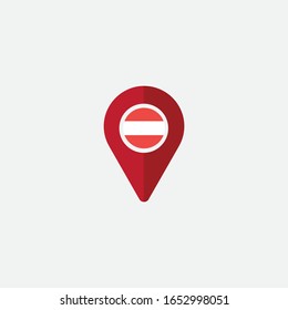 Location - Austria circle flag graphic element Illustration template design
