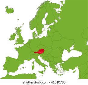 Location of Austria on the Europa continent