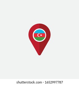 Location - Azerbaijan circle flag graphic element Illustration template design

