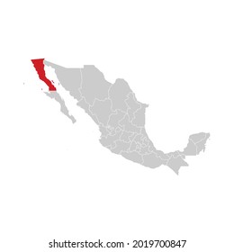 Location of Baja California in Mexico Map Vector