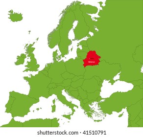Location of Belarus on the Europa continent
