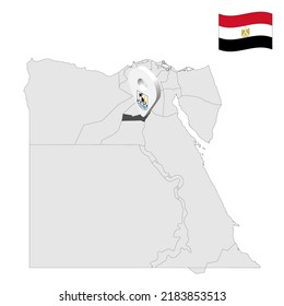 Location Beni Suef Governorate on map Egypt. 3d location sign similar to the flag of  Beni Suef. Quality map  with  provinces Egypt for your design. EPS10