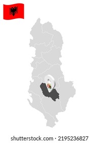 Location Berat  County  on map Albania. 3d location sign similar to the flag of  Berat County. Quality map  with  Regions of the Albania for your design. EPS10