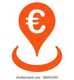 Location from BiColor Euro Banking Icon Set. Vector style: flat, orange symbol, rounded angles, white background.