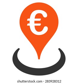 Location from BiColor Euro Banking Icon Set. Vector style: flat bicolor, orange and gray symbol, rounded angles, white background.