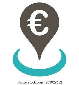 Location from BiColor Euro Banking Icon Set. Vector style: flat bicolor, grey and cyan symbol, rounded angles, white background.