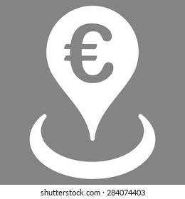 Location from BiColor Euro Banking Icon Set. Vector style: flat, white symbol, rounded angles, gray background.