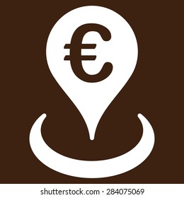 Location from BiColor Euro Banking Icon Set. Vector style: flat, white symbol, rounded angles, brown background.