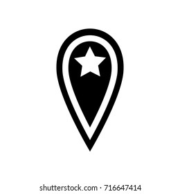  Location black icon with star. Flat design style.