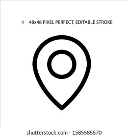 Location black line simple icon. Icon for mobile apps. Editable Stroke. 48x48 Pixel Perfect. 