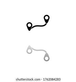 Location. Black symbol on white background. Simple illustration. Flat Vector Icon. Mirror Reflection Shadow. Can be used in logo, web, mobile and UI UX project
