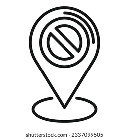 Vector de contorno de icono de lista negra de ubicación. Usuario de Internet. Dispositivo cibernético