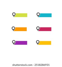 Locación con espacio en blanco para texto. Conjunto de iconos de punteros de mapa. Icono de puntero en el mapa con espacio para texto. Iconos de Locación o geolocalizaciones. Conjunto de elementos de diseño de Vector. Ilustración vectorial