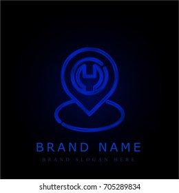 Location blue chromium metallic logo