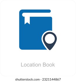 Concepto de icono de guía y libro de ubicaciones