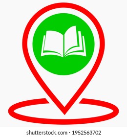 Location of the book. Library location. bookstore on the map. Vector icon.