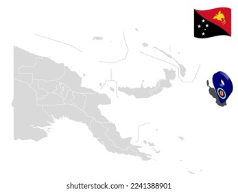 Location  Bougainville Province  on map Papua New Guinea. 3d location sign similar to the flag of  Bougainville Province. Quality map  with  Provinces of the Papua New Guinea for your design. EPS10