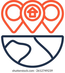 Location Branch Icon Color Line Vector Illustration