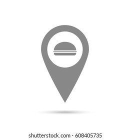 location, burger icon. Gray icon
