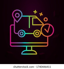 Icono de nolan del bus de ubicación Línea delgada simple, contorno vector de iconos de compras en línea para ui y ux, sitio web o aplicación móvil