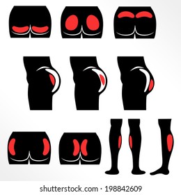 Location buttocks and calf implants / Solid fill icons