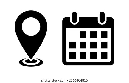 Location and calendar icon vector. Address and date sign symbol