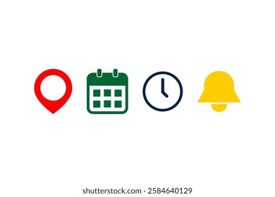 location, calendar, time and notification icon vector