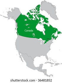 Location of Canada on the north America continent