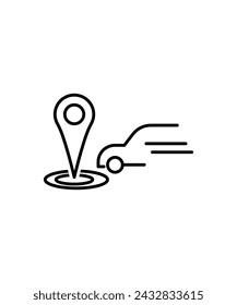 location with car icon, vector best line icon.