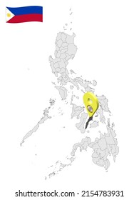 Location of Cebu province on map Philippines. 3d location sign  of  Cebu. Quality map with  provinces of  Philippines for your design. Vector illustration. EPS10.